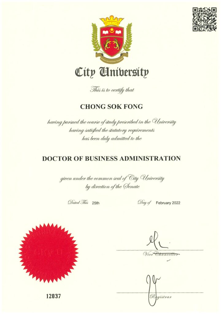 Doctor of Business Administration of City University